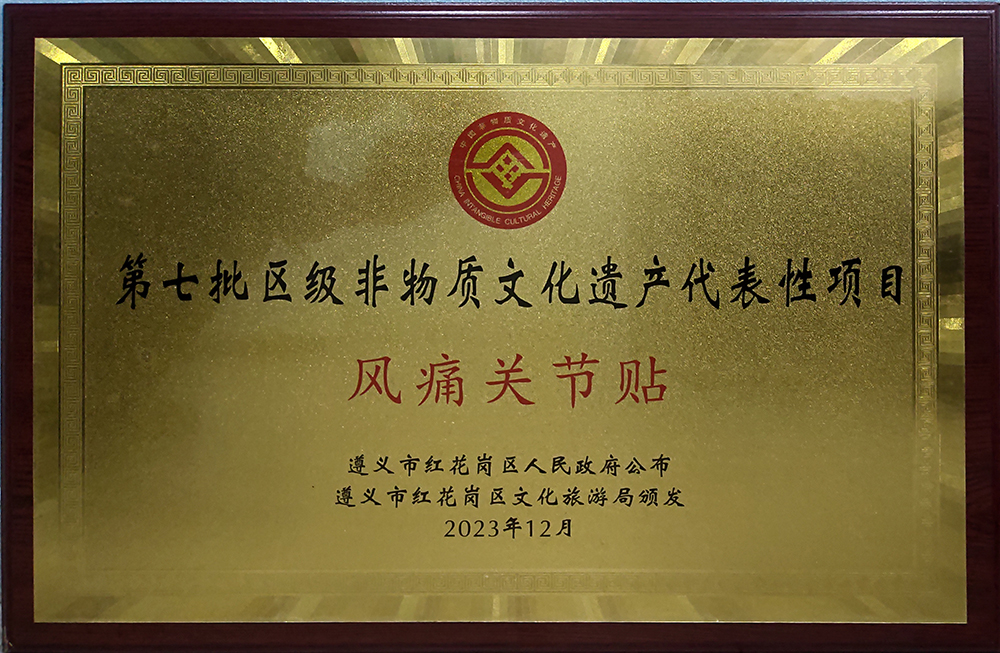 <b>风痛关节贴荣获第七批区级非物质文化遗产代表性项目</b>
